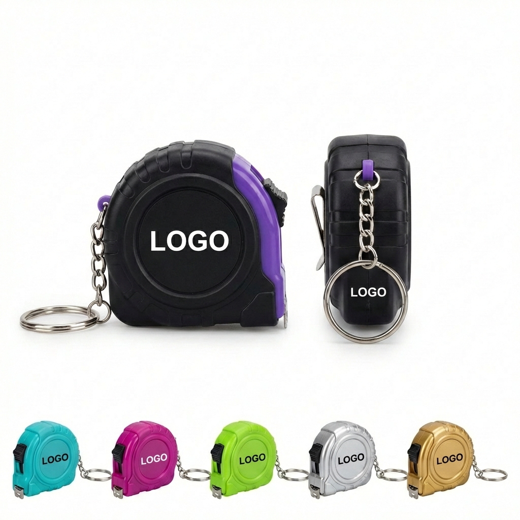 Compact 3.3-Foot Retractable Tape Measure Keychain with Rubberized Grip
