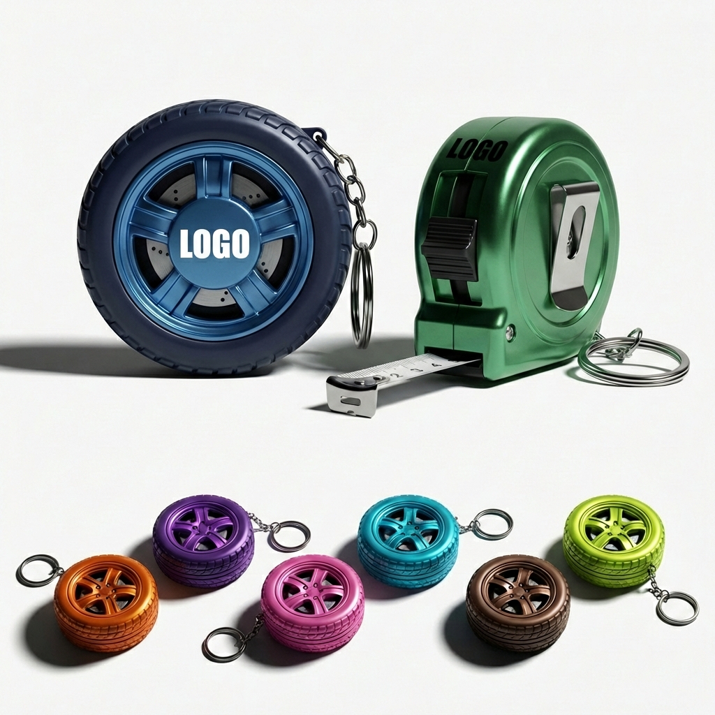 Portable Retractable Tape Measure Keyring with Automotive and Classic Shells