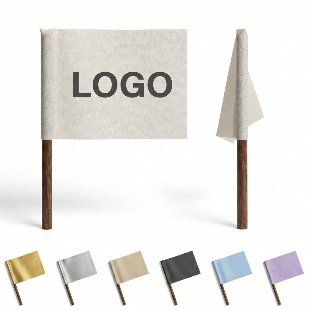 Customizable Paper Food Flags with Natural Wood Picks for Catering and Events