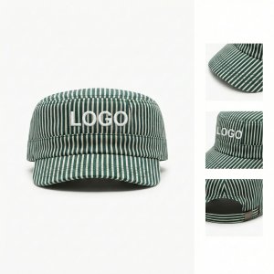 Striped Hickory Engineer Cap - Flat Top Promotional Hat