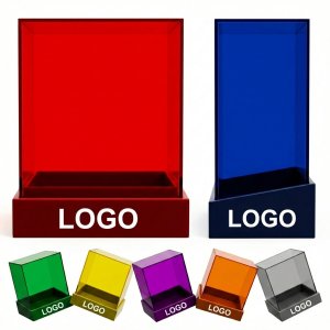 Sloped Base Acrylic Memorabilia Display Case with Front Logo Area